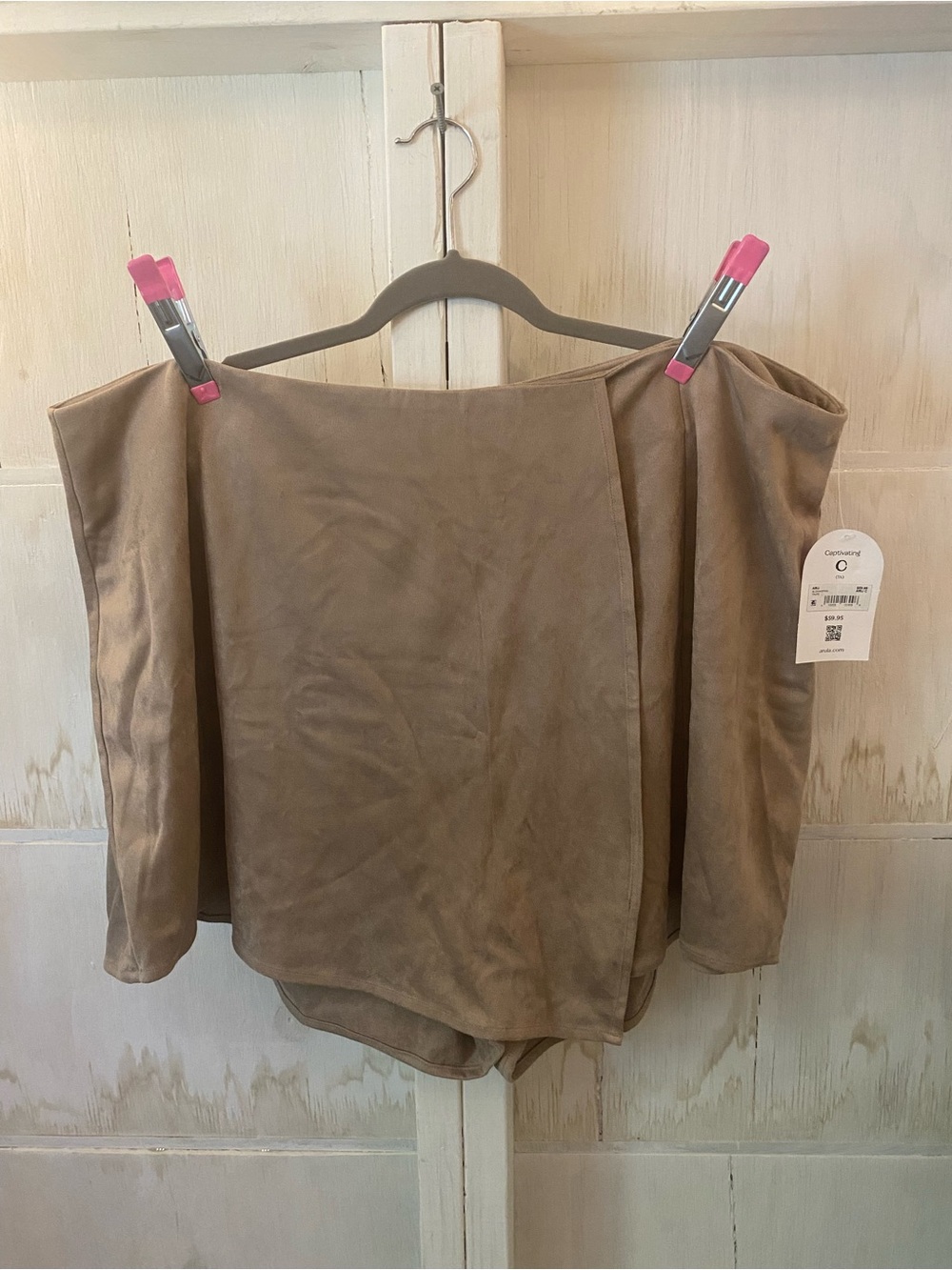 ARULA Taupe Mini Skirt/Skort Faux Suede New With Tags Fall 3X
